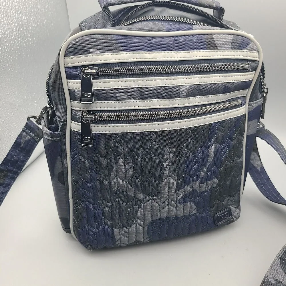 Lug North/South Crossbody Boxcar Camo Blue Gray Lightweight New